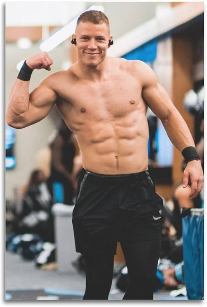 KLuein Christian McCaffrey Sexy Poster Art Print Wall Photo Paint Hanging  Picture Family Bedroom Decor Gift 16x24inch(40x60cm)