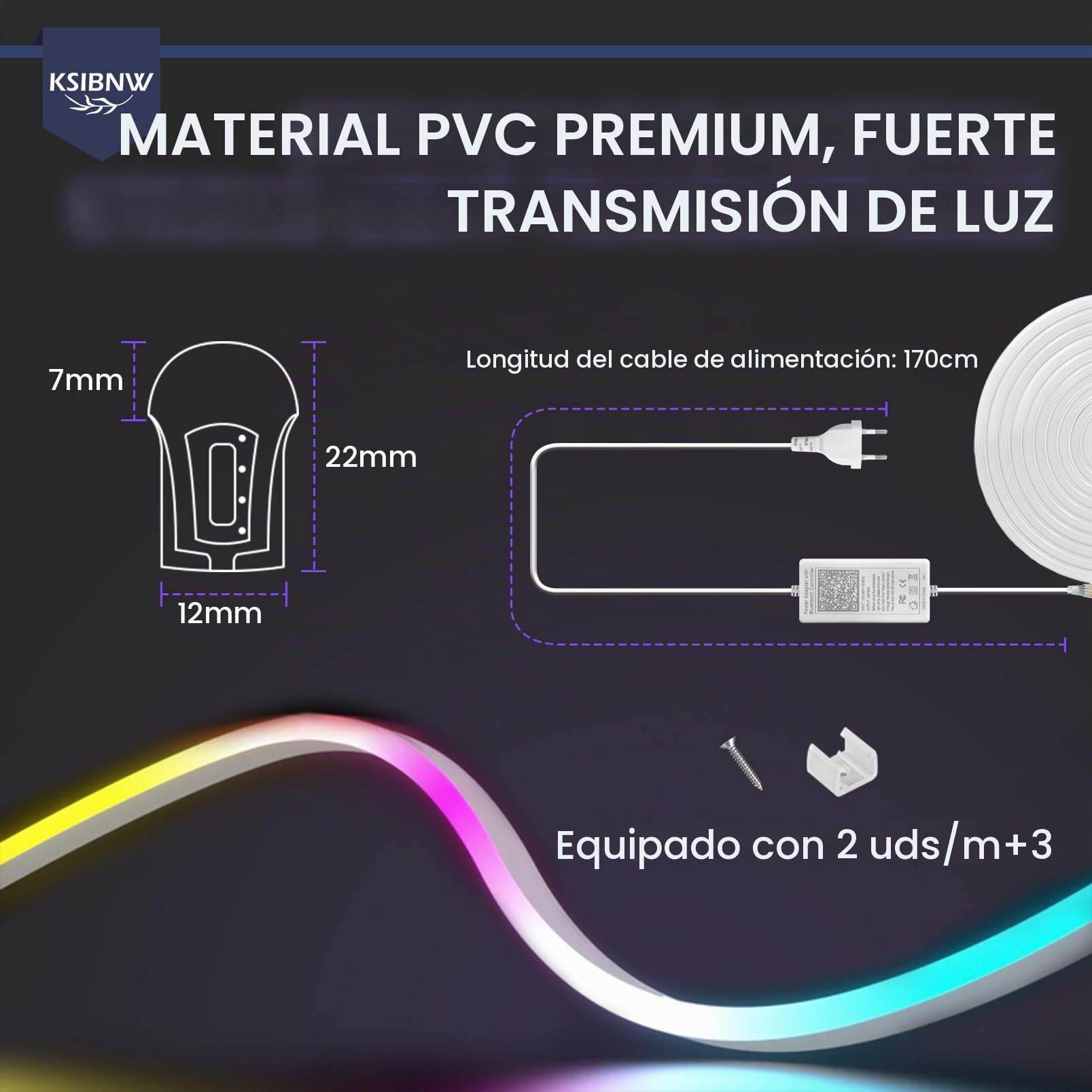 KSIBNW LED Neon Strip 10m, RGBIC Tira de LED Control con App & Mando a Distancia Impermeable IP65 Flexible Neón Luces Led Habitacion Sincronización Música Strip Light para Decoración Navidad, Fiestas