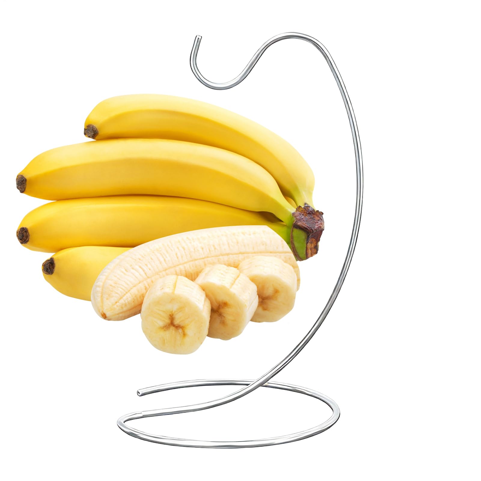 Porta-bananas de cocina con gancho de acero inoxidable para encimera