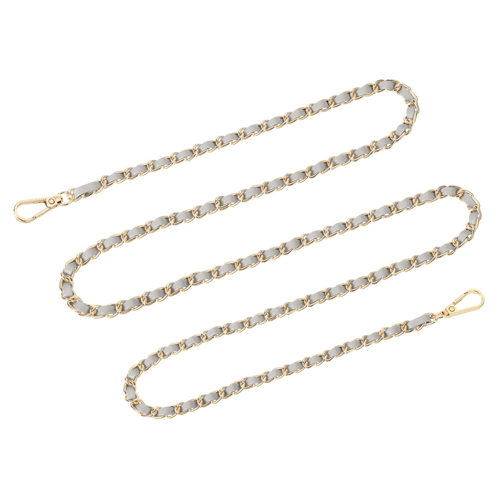 uxcell Purse Chain Strap, 55" Leather Iron Flat Chain Strap Handbag Chains Purse Straps for Shoulder Bags and Cross Body Bags Replacement Strap (Gray