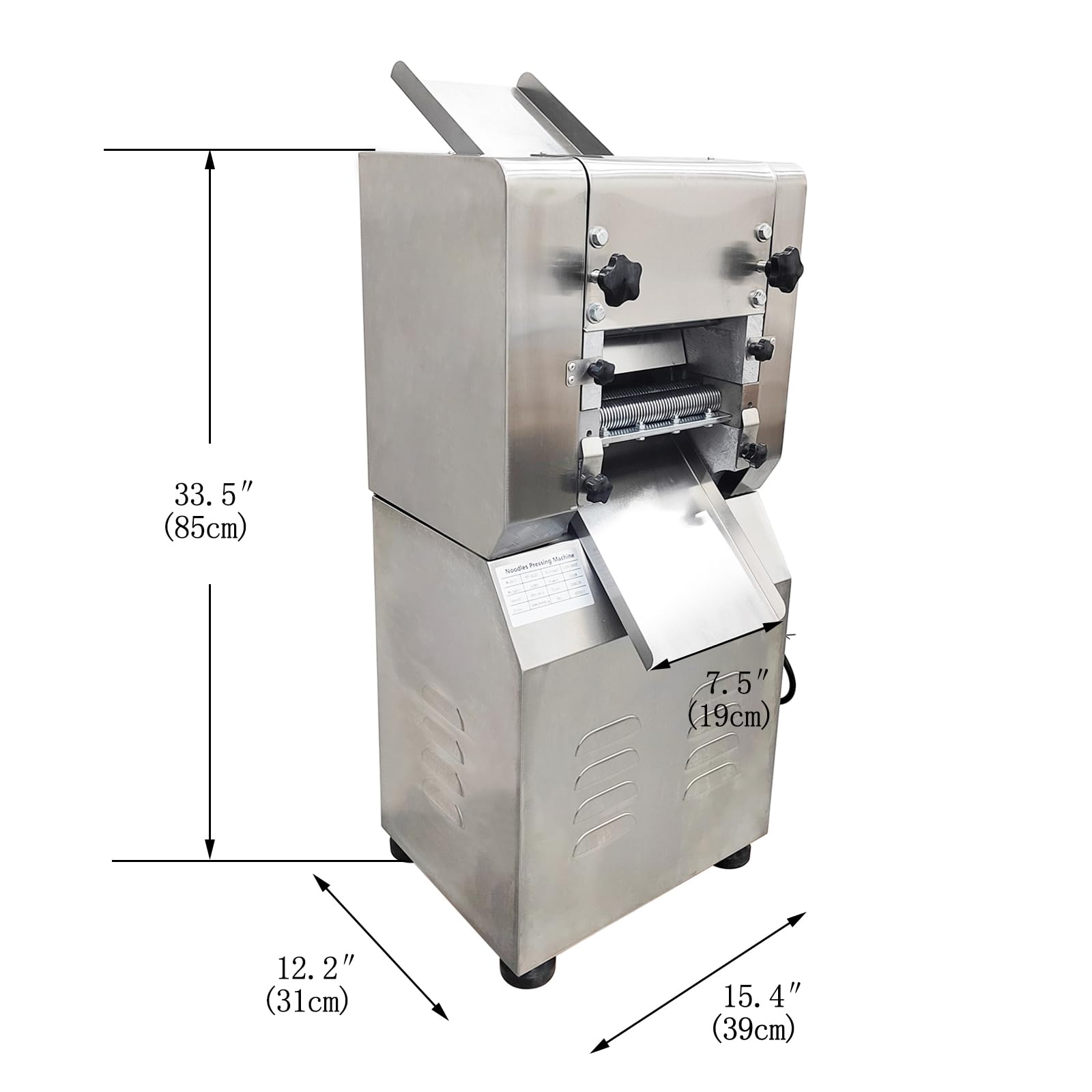 INTSUPERMAI Electric Dough Roller Sheet Maker for Dumplings Noodles Commercial Pasta Maker with 2mm and 1mm Square Noodles Cutter 7.48 inch Roller Noodle Cutting Machine Pasta Pressing Machine 110V