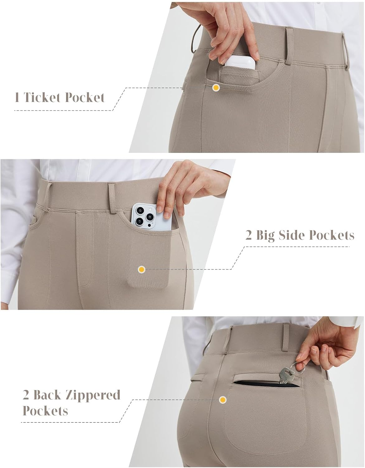 baleaf Womens Skinny Dress Pants Stretch Petite Yoga Work Pants Pull On Dressy Leggings with Zipper Pockets 7/8 Ankle - Image 6