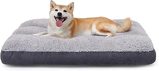 Heymamba Dog Crate Bed Washable Medium Dog Beds, 10CM Thickness Dog Crate Mattress Medium Filled with 1.3kg High-Density Cotton, Mat Provide Neck&Waist Support for Dachshund/Shiba Inu, 75x50x10cm