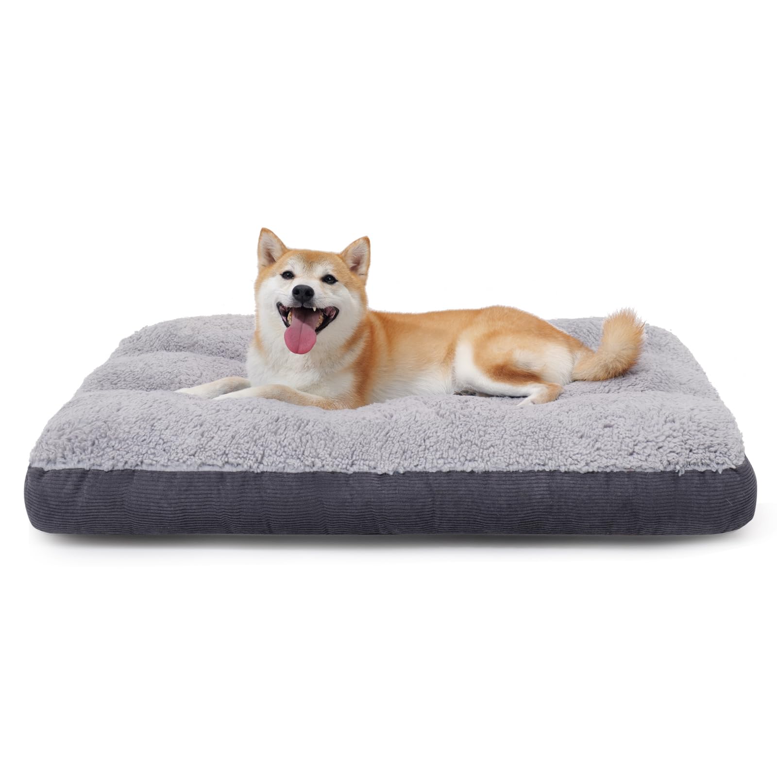 Heymamba Dog Crate Bed Washable Medium Dog Beds, 10CM Thickness Dog Crate Mattress Medium Filled with 1.3kg High-Density Cotton, Mat Provide Neck&Waist Support for Dachshund/Shiba Inu, 75x50x10cm
