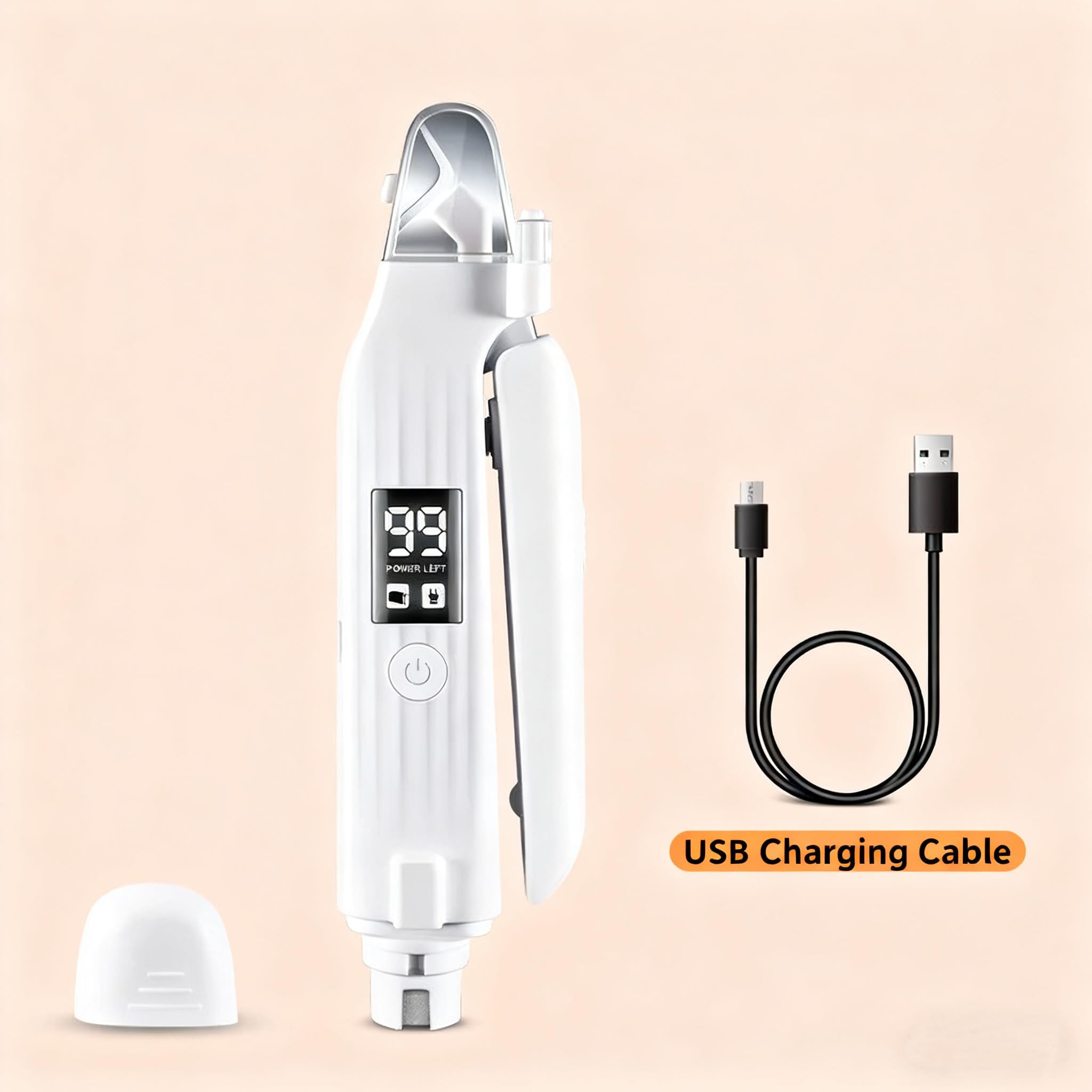 2-in-1 Dog Nail Clippers & Cat Nail Clipper with 2 LED Lights, USB Rechargeable with Smart Power Display, Low Noise Grooming Tool for Small, Medium, and Large Dog & Cat Nail Trimmer(White) - image 7