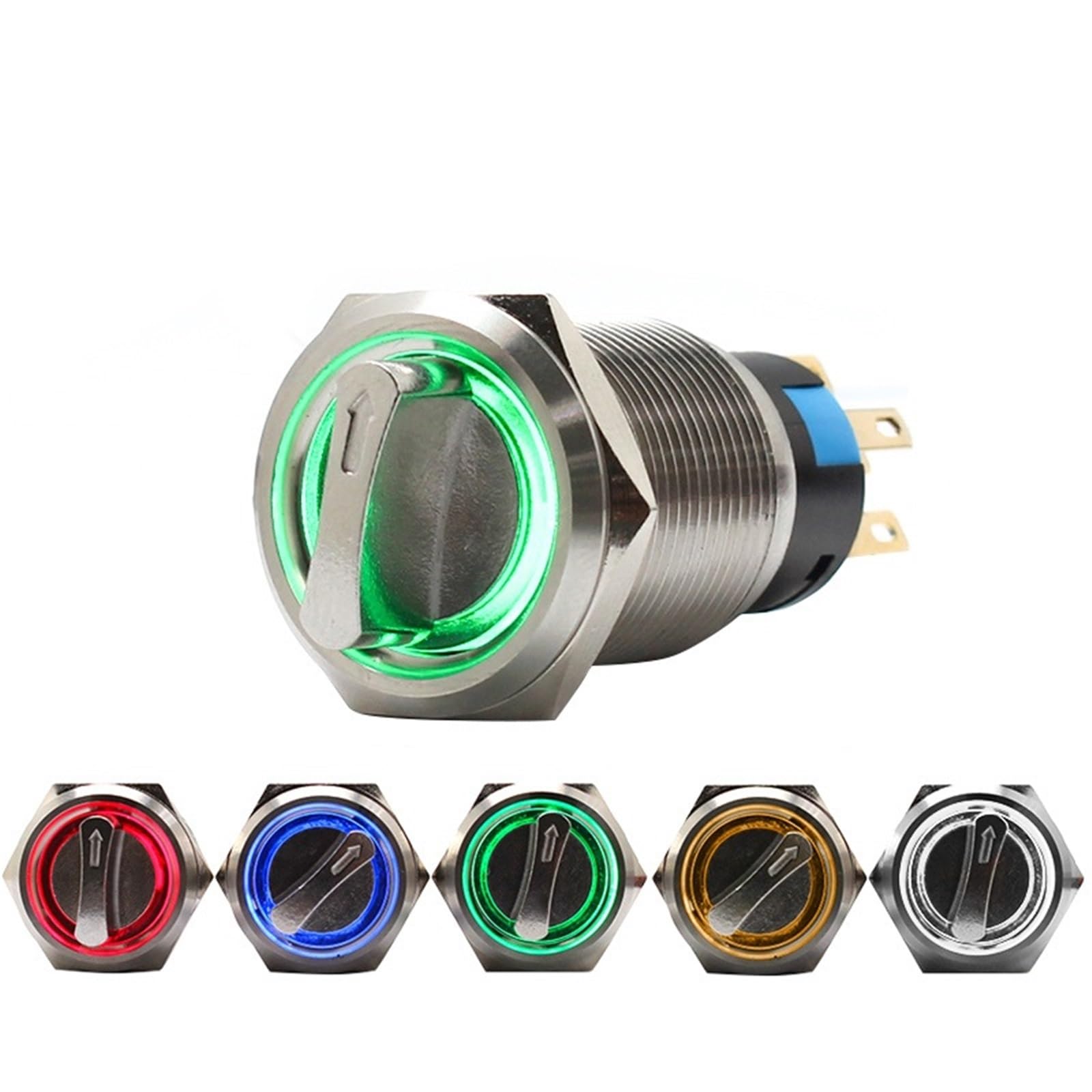 Interruttore rotante selettore rotativo a 2 o 3 posizioni da 19 mm, pulsante di aggancio, accensione/spegnimento, 12 V, illuminato a LED, 1 pezzo(2 position,12V Red LED)