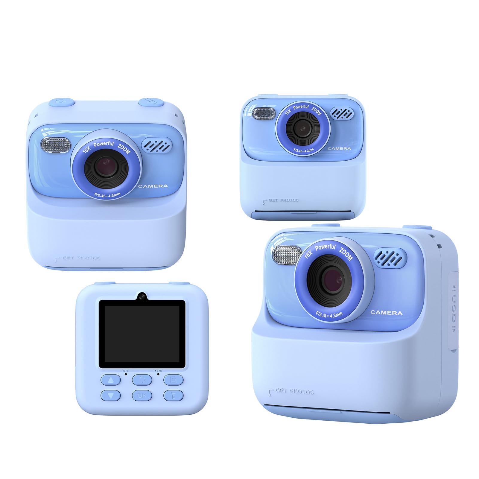 Instant Print Camera for Kids, 2.4 Inch Screen 1080P Kids Camera