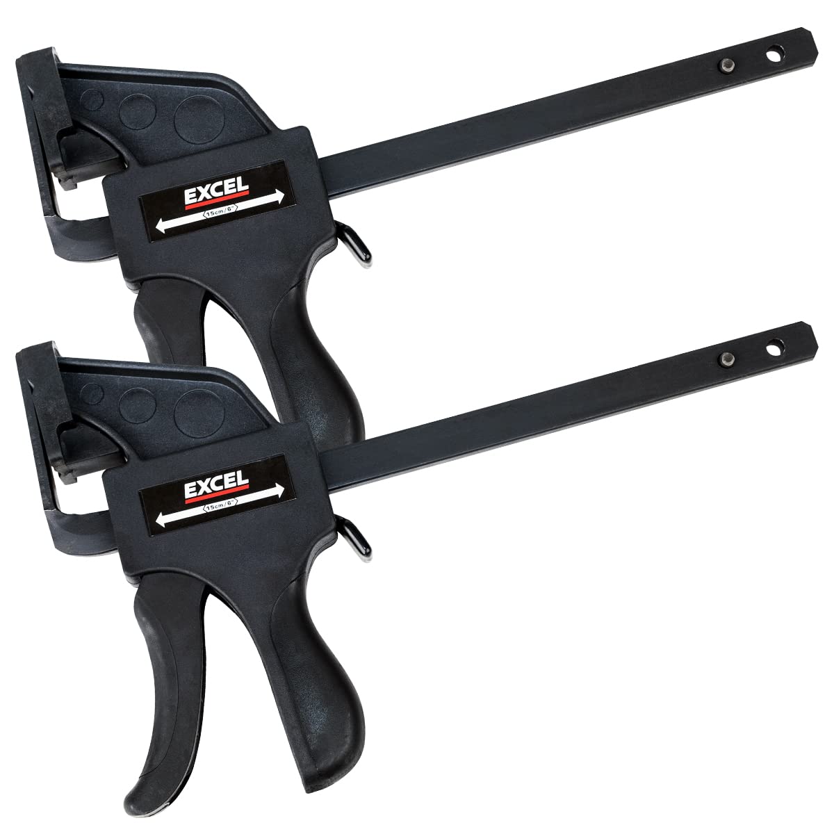Excel Juego de abrazaderas de barra de trinquete de 150 mm, juego de abrazaderas de barra de trinquete de 70 mm x 150 mm, liberación rápida y abrazadera con una sola mano, ideal para proyectos de