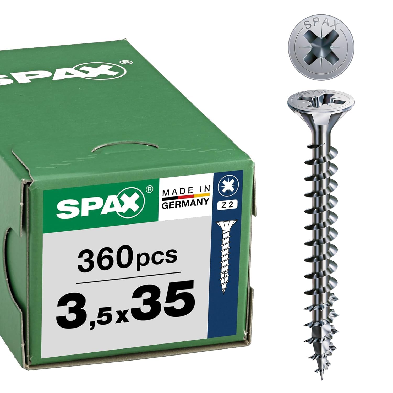 Wirox 8000000287091 Universal Screw, 3.5 x 35 mm, Pack of 360, Fully Threaded, Countersunk Head, Phillips Z2, 4CUT, Wirox