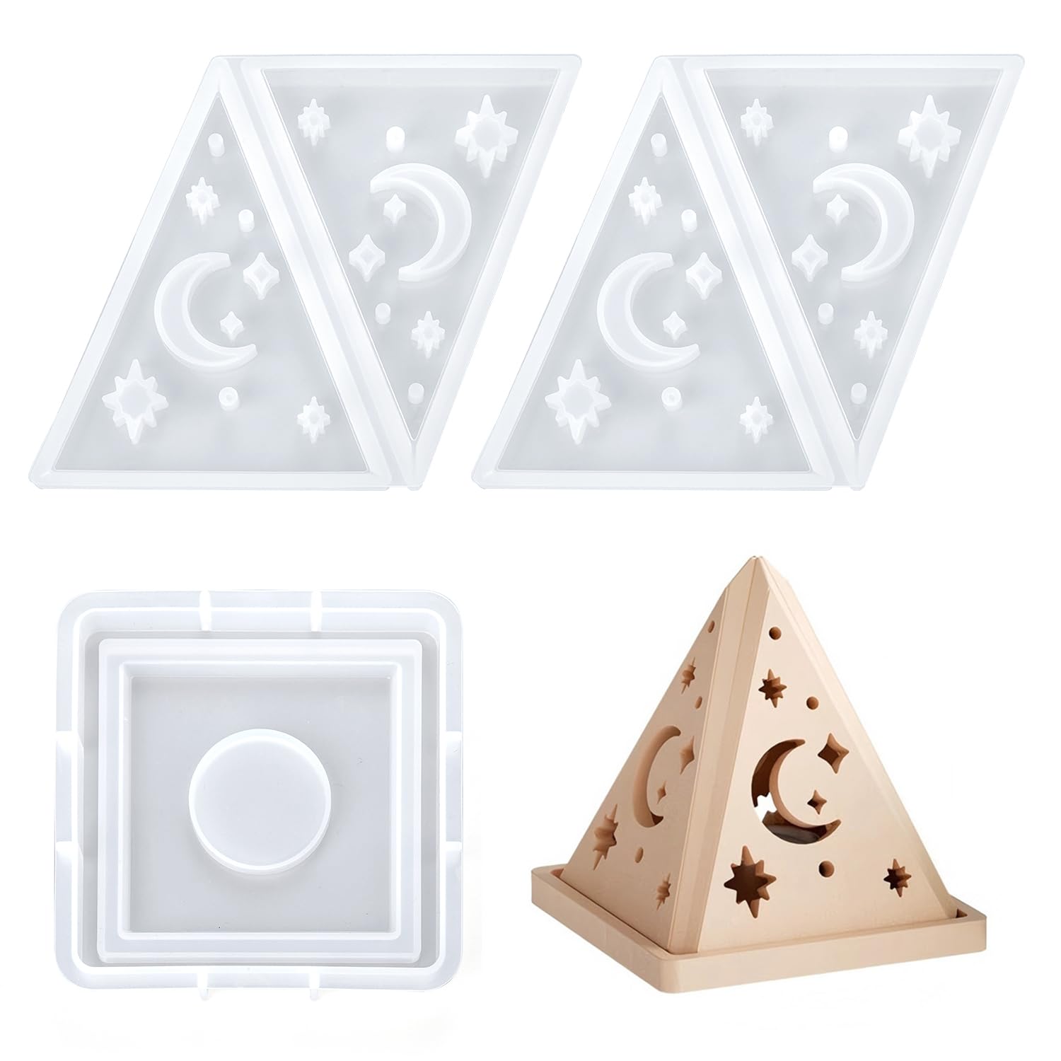 Resin Moulds, Moon Pyramid Shape Candle Holder Mould