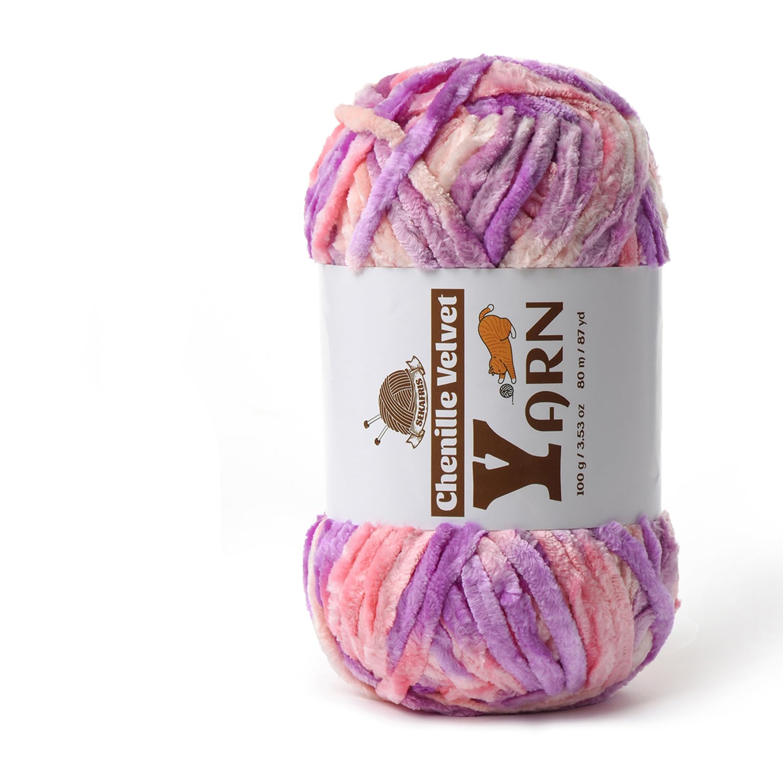 Chenille Crochet Pinkish Purple Yarn 1 Pack