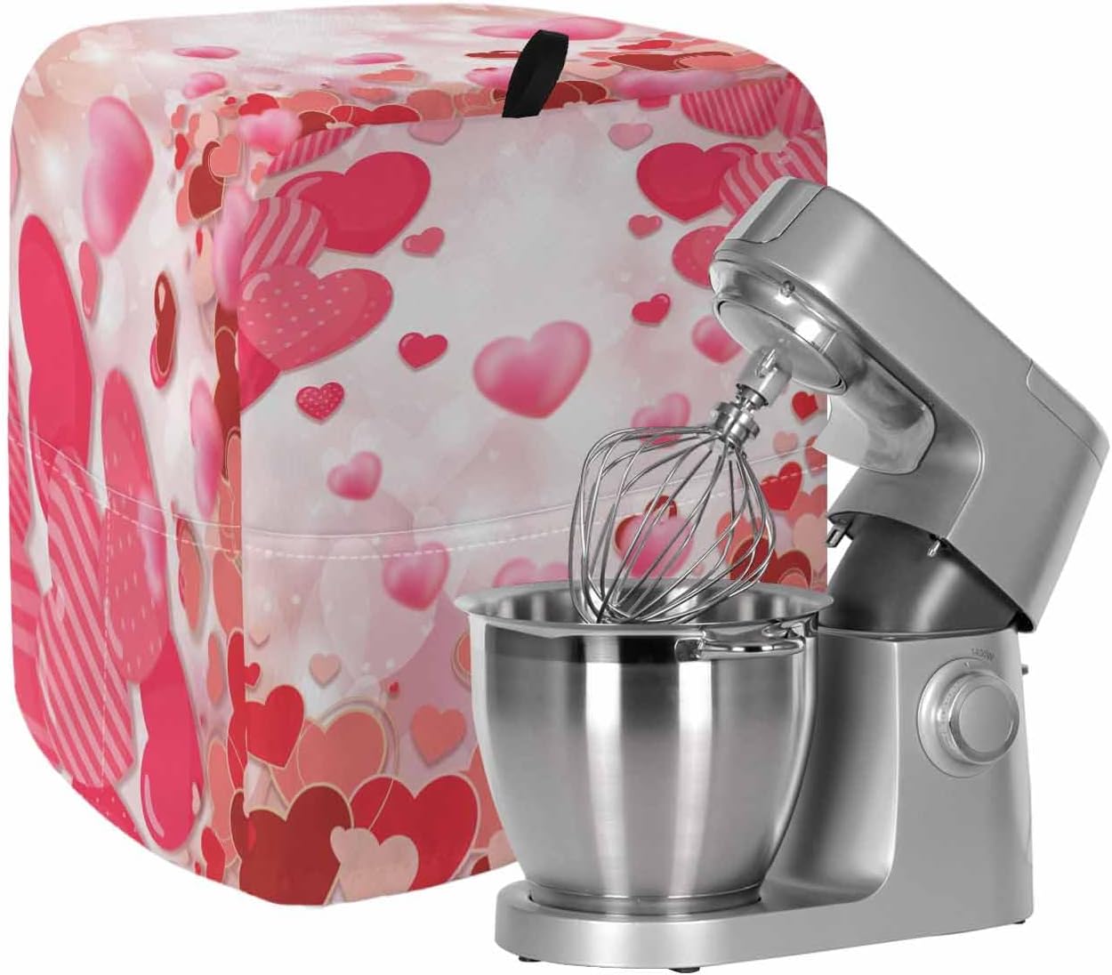 Pink Love Stand Mixer Cover with Storage Pocket, Waterproof Kitchen Mixer Covers, Valentine's Day Fantasy Heart Romantic Modern Kitchen Appliance Dust Cover Compatible with 5-8 Quart Mixers