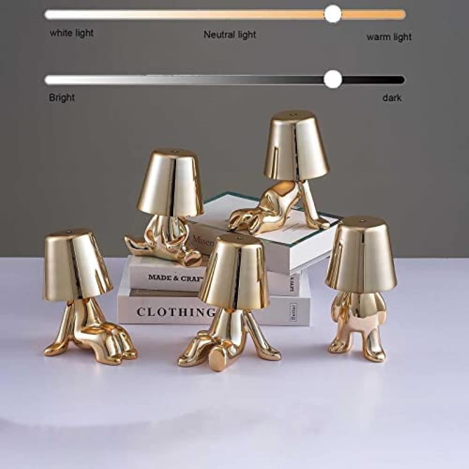 Lampka Nocna Sterowana Dotykiem, Kreatywna Lampa Biurkowa Led Golden Man Z Portem Usb, 3-poziomowa Jasność, Lampa Nocna Thinker Do Sypialni, Biura, Salonu, Domu I Biura