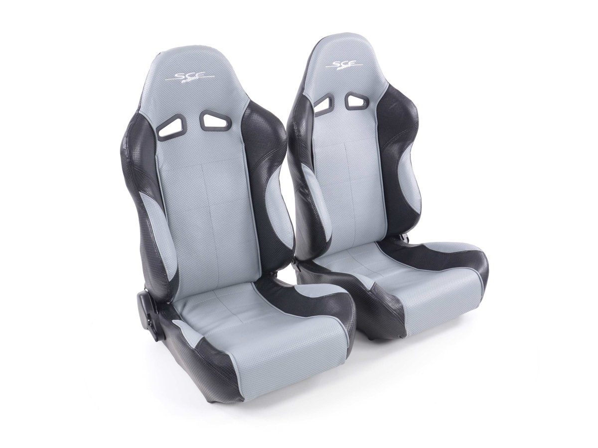 Set di sedili sportivi FK SCE-Sportive 2 in similpelle grigio/nero SCERSE111-112