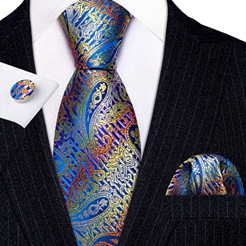 Set corbata, pañuelo y gemelos de seda para hombre miniatura 2