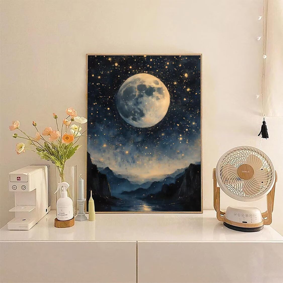 Malen Nach Zahlen Erwachsene, Paint by Numbers Malen Nach Zahlen, DIY Nachthimmel mit Pinseln und Acrylfarben Handgemalt Ölgemälde Leinwand für Home Deko Geschenke, Ohne Rahmen 80x110 cm J-915
