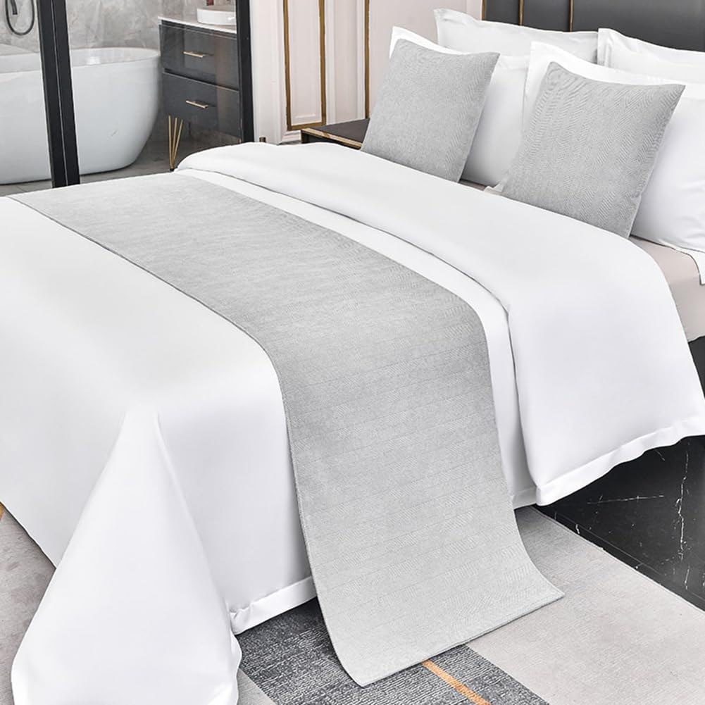 HONAKO Solid Color Bed Runner, Luxurious Bed Runners Bed Scarf Throw Decoration Bedding Bedspread for Home Hotel (Color : Off-white, Size : 50x260cm Bed runner)