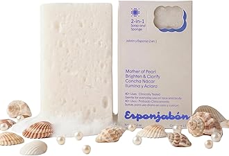 T. Taio Mother of Pearl Esponjabon Soap Sponge - Gentle Shower Scrubber - Cleaning Bath Wash Scrub - Dirt & Oil Removal - Massage & Lather Foot, Elbow, & Face Bathroom Accessories Fresh Nacre Scent