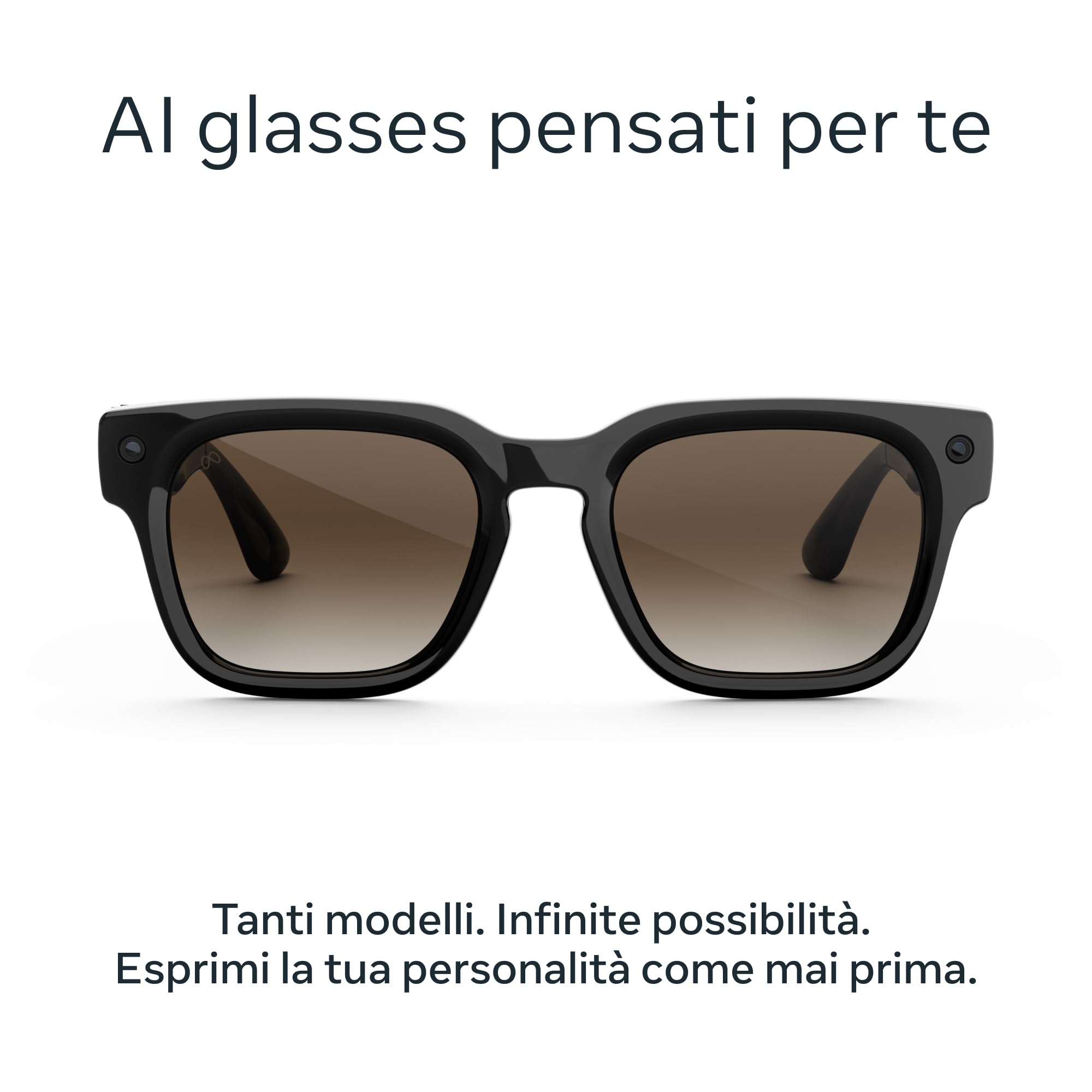 Meta Fury Nero classico | AI glasses unisex, Fotocamera da 12 MP, Traduzione in tempo reale — Risoluzione 3K HD — Oltre 8 ore di autonomia — Lenti marrone sfumato