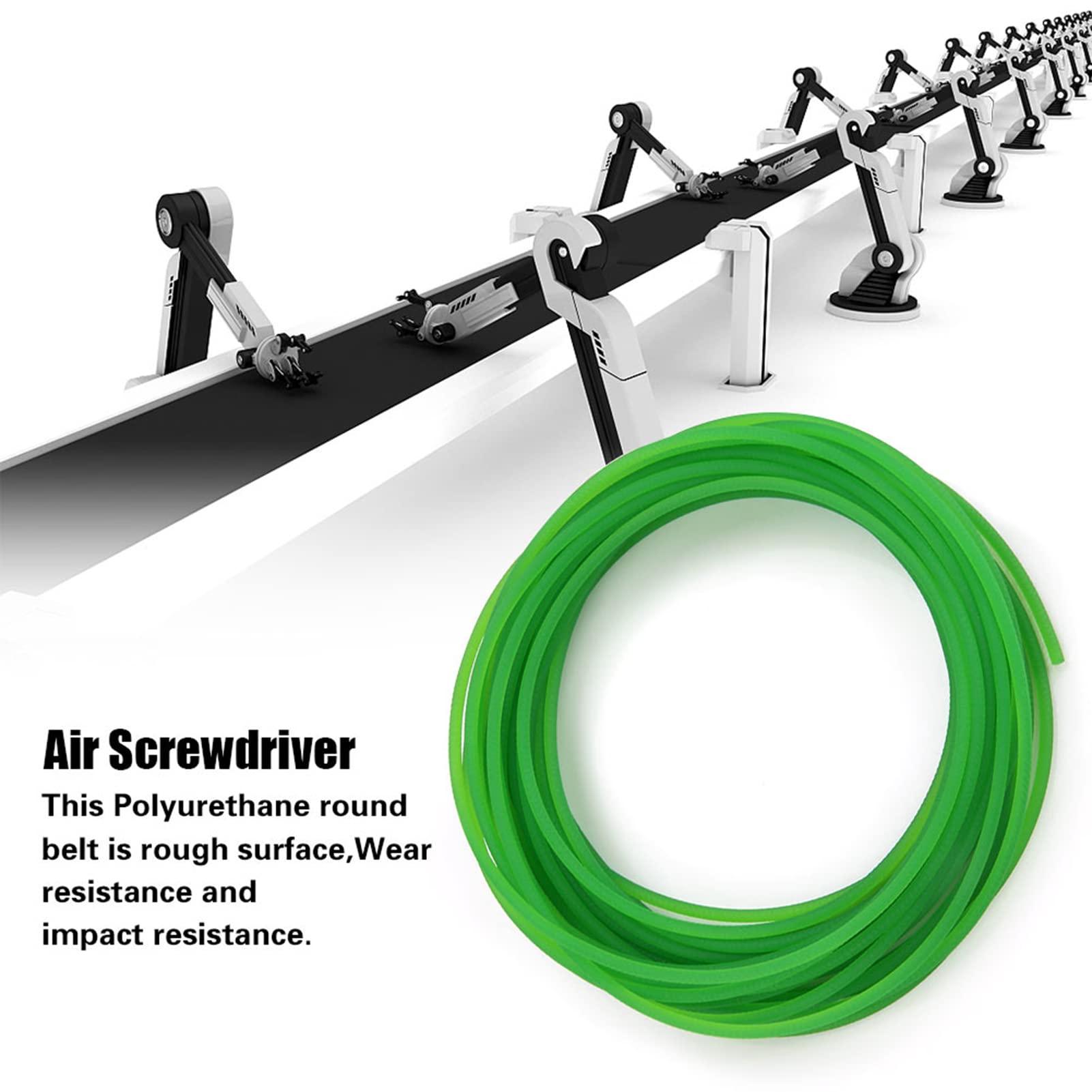 2pcs Green Polyurethane Round Belt 3mm*10m Rough Surface PU Polyurethane Round Belt for Drive Transmission