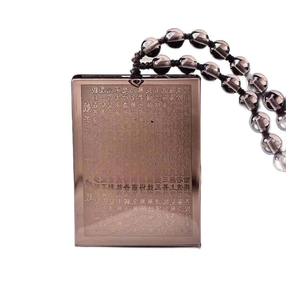 Nasicione Naturalne Nasiona, kwadratowa karta Sutra rzeźbiony w zawieszonej wisior z koralikowym łańcuchem, Energy Yoga Meditation Amulet Lucky Naszyjnik dla mężczyzn Kobiet UI