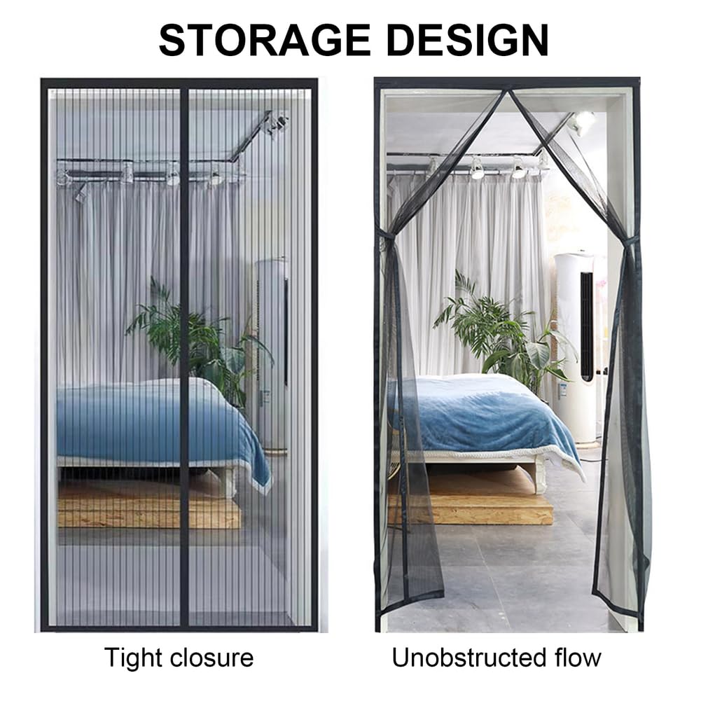 Magnetische Fliegengittertür, Insektenschutzgitter für Schlafzimmer, Wohnzimmer, Küche, einfache Installation, 80 x 220 cm, hält Insekten fern, langlebig und einziehbar