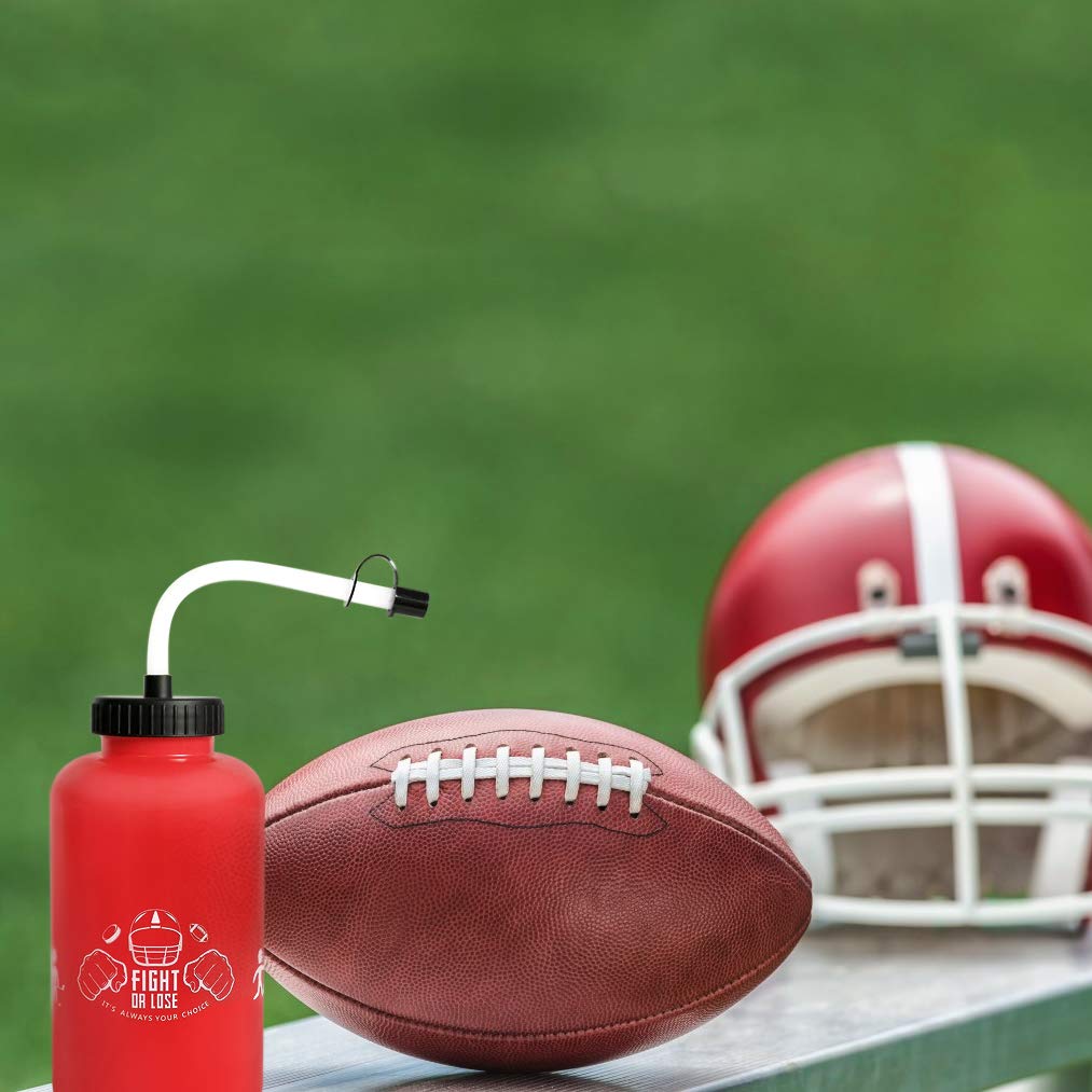 Butelki na wodę hokejową z długą słomką, pasują do piłki nożnej, lacrosse na siłownię, plastikowe, szczelne, bez BPA, bez dziwnego zapachu, łatwe do czyszczenia, 1 litr 3 słomkowe zatyczki, czerwone)