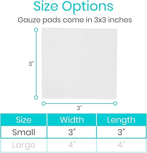 Miniatura 5 de Vive - Almohadillas de gasa estériles de 3 x 3 (100 unidades), envueltas individualmente, paquete de 2 apósitos para heridas para limpieza y