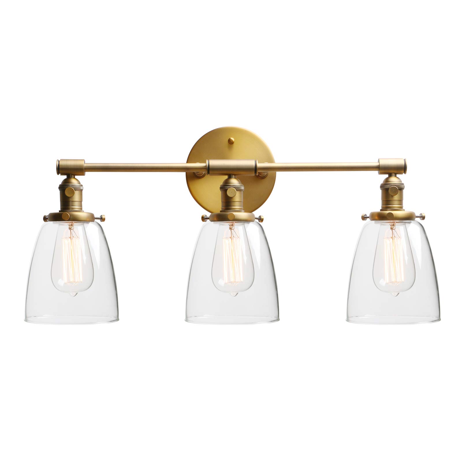 Phansthy 3 Light Indoor Wall Sconce Light Antique Brass Wall Lamp with ON/Off Button and 5.6 Inches 