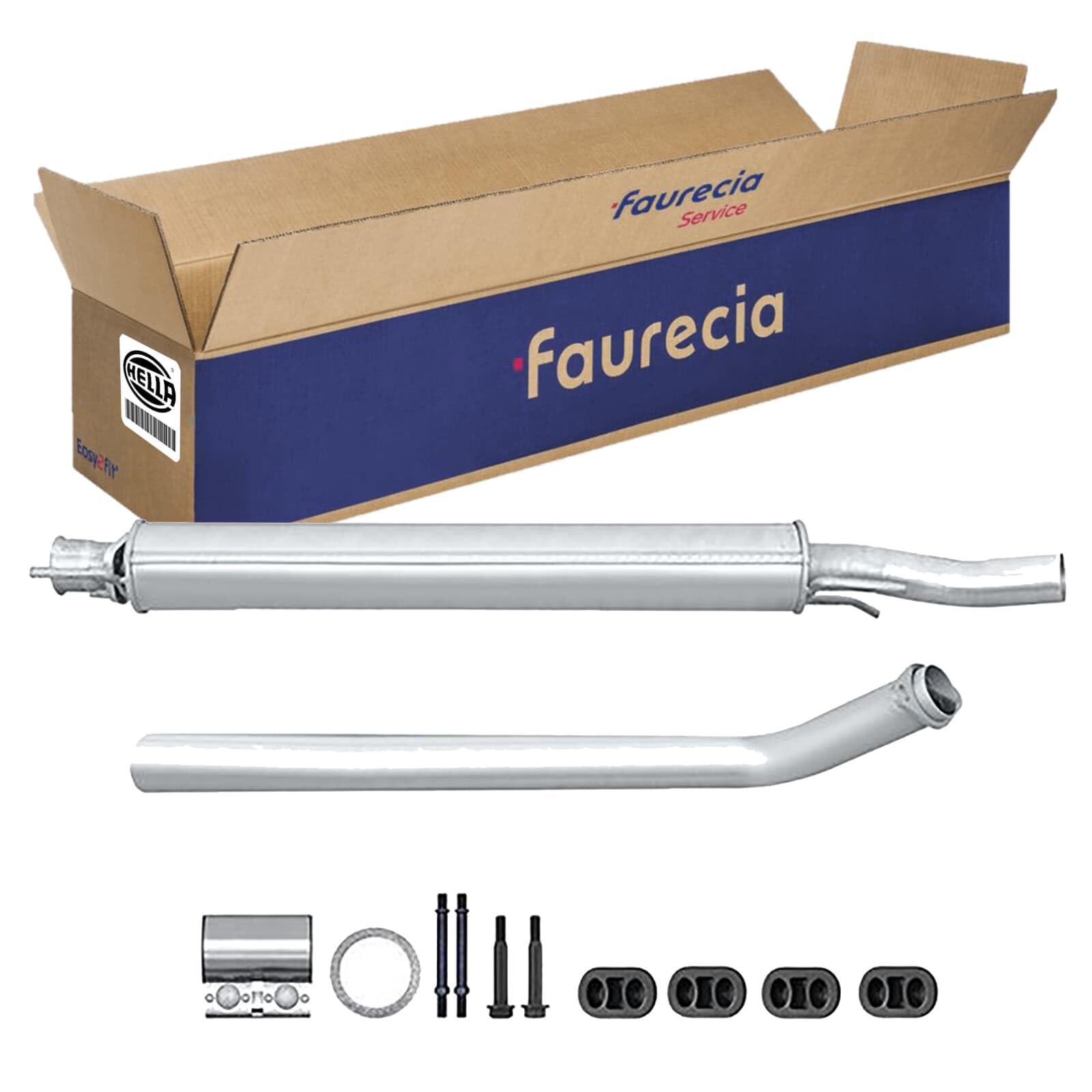 HELLA 8LC 366 024-761 silenciador del medio - Easy2Fit Kit - centro - dos piezas - Juego con accesorios de montaje
