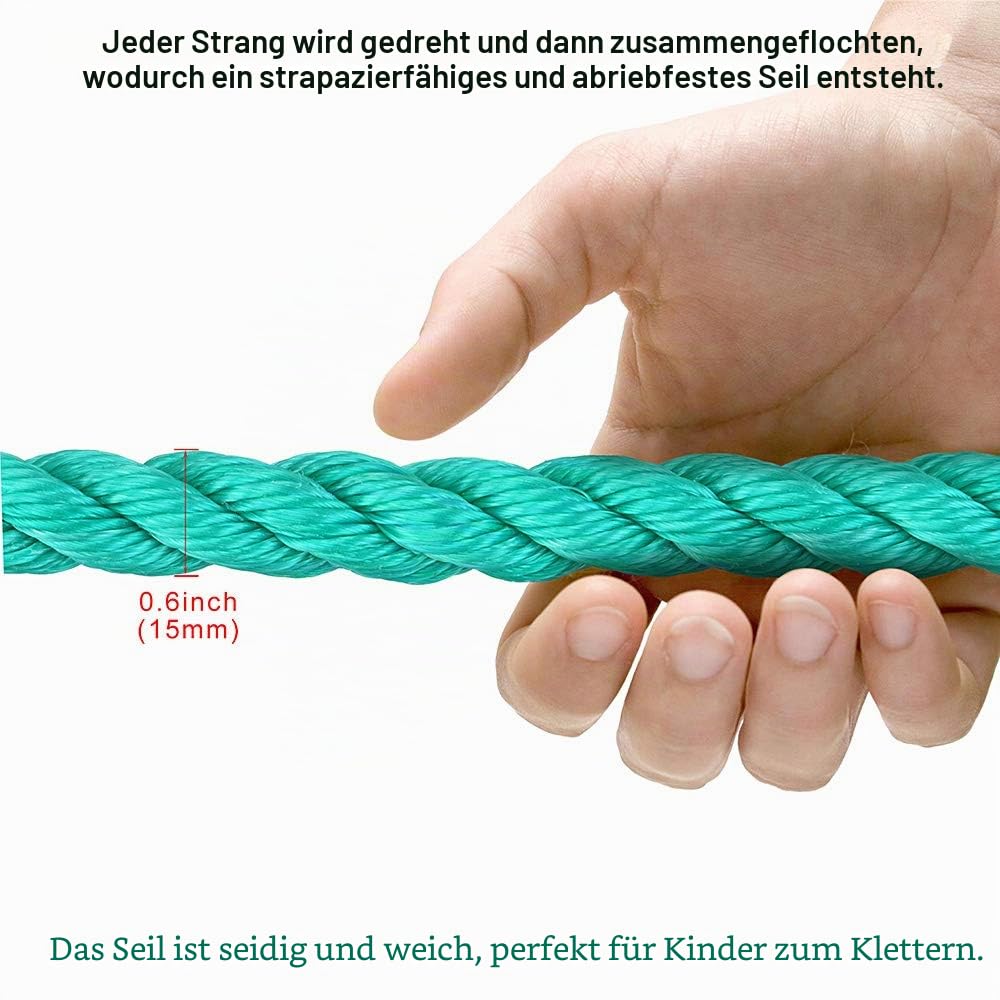 BeneLabel Kletternetz Kinder, 196 x 76cm Klettergerüst Netz Kinderzimmer Netz Nylonseil Leiter Spielturm Sicherheitsnetz für Kletterwand/Schaukelsetz/Baumhaus/Hindernisparcours, Grün