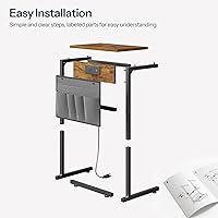 Vista 9 de HOOBRO C Shaped End Table with Charging Station, 28" H Couch Side Table Slide Under, Sofa Arm Tray Table with Storage Bag for Living Room, Recliner