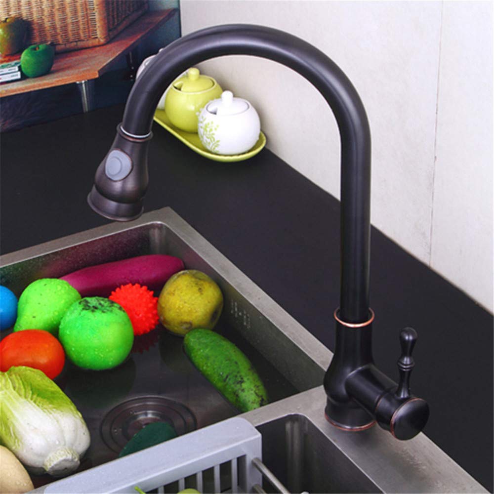 Todo Cobre Grifo De La Cocina Caliente Y Frío Del Mezclador Con La Extracción En Aerosol Jefe Negro De Cocina Grifo Del Fregadero De La Cocina De Una Manija Para Aireador Individual Couplet