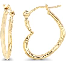 14K Gold Solid Hypoallergenic Heart Hoop Earrings - Tricolor Gold, Two Tone, Heart Shaped, Triple Heart, Shrimp Hoops