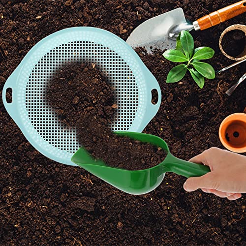 Doitool Plastic Soil Sieve Round Mesh Garden Sieve Sand Sifter Sieves Gardening Supply Seeding Cultivation Tool With Armrests Blue For Kids Adult Home Lawn Planting Use #TOP1
