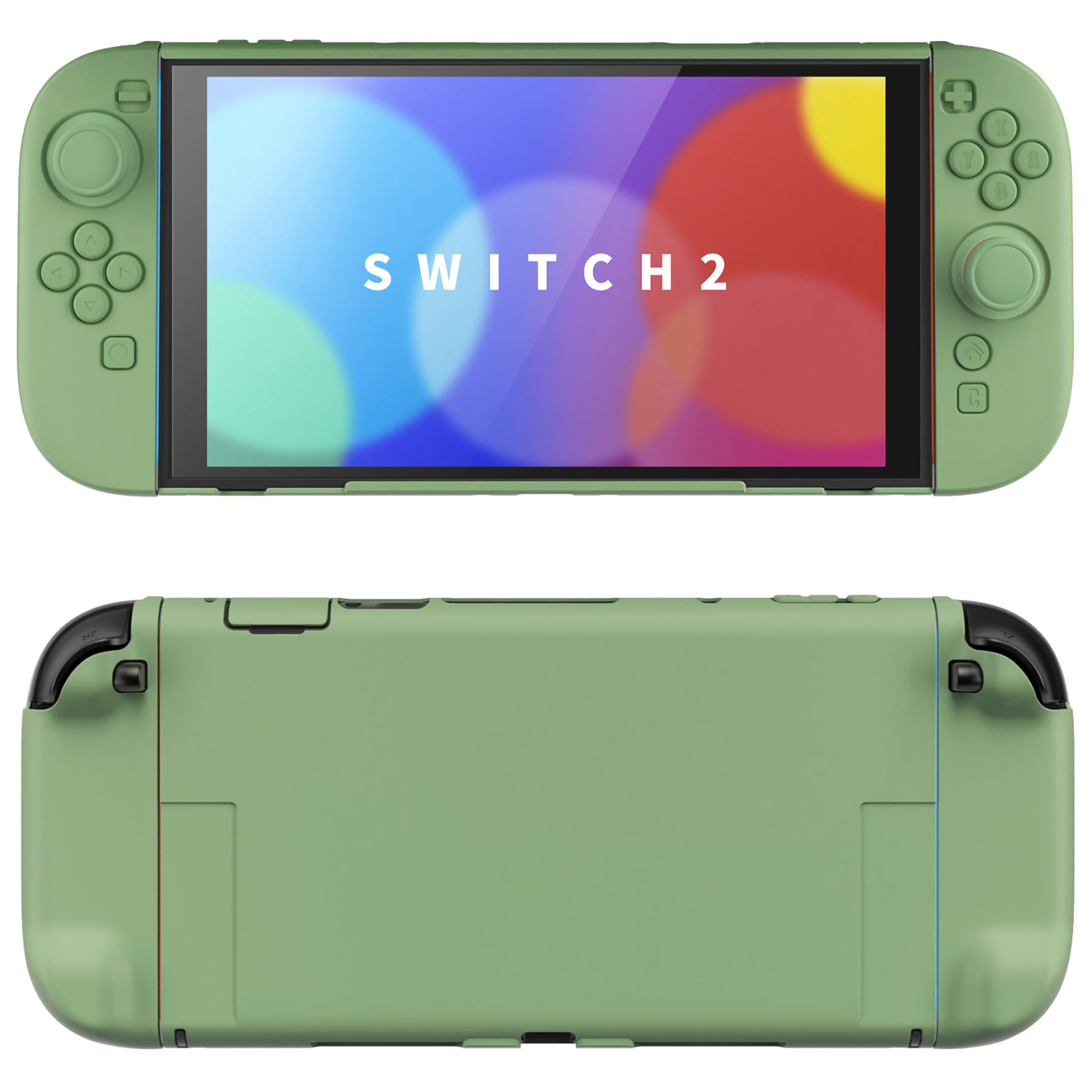 PlayVital for Switch 2 Protective Case with Stand & Thumb Grips, Dockable Hard Shell Grip Cover for Nintendo Switch 2 Accessories, Anti-Scratches Shockproof Case, Solid Color - Matcha Green