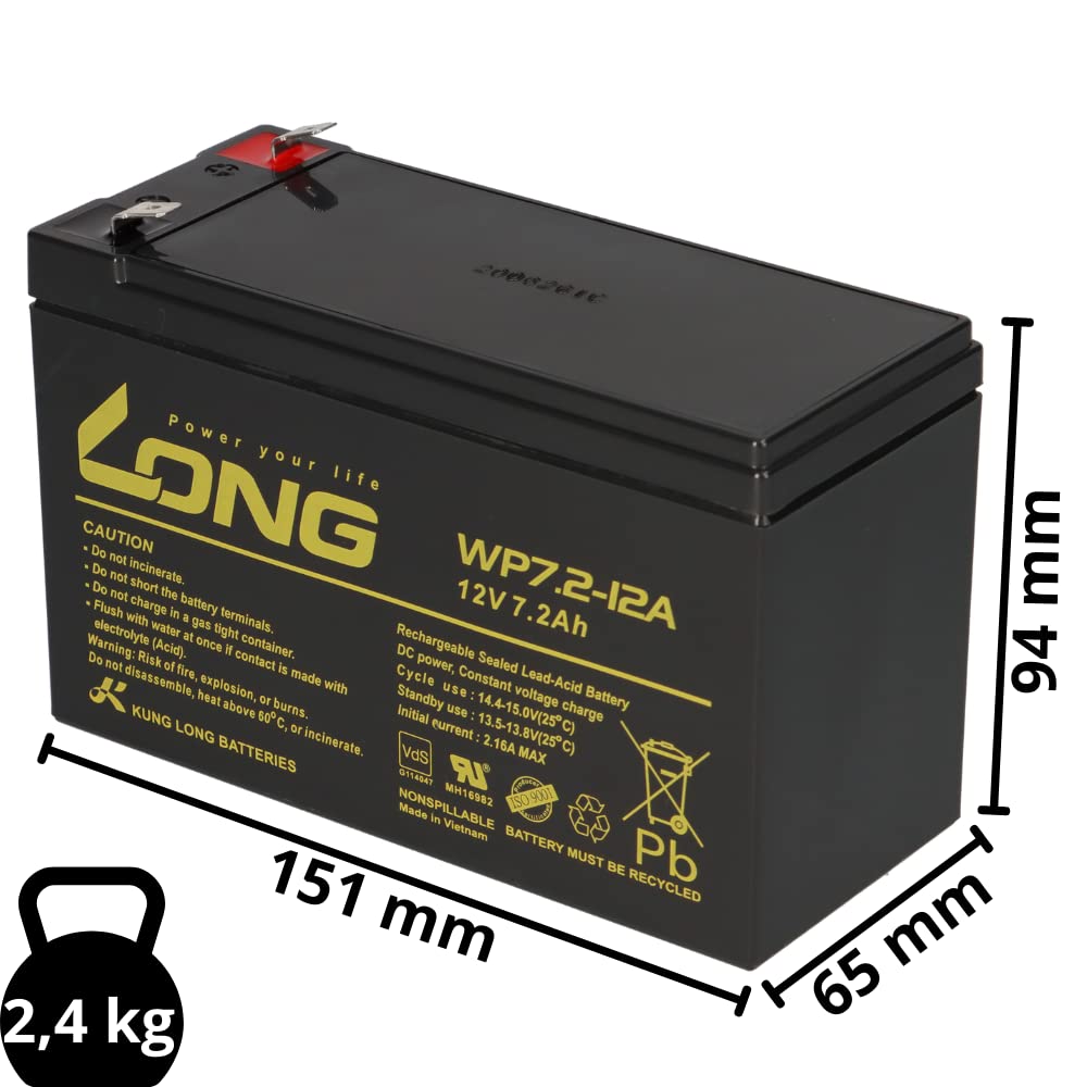 AGM BLEI akumulator 12 V 7,2 Ah z VD + ładowarką pasującą 7Ah 8Ah 9 Ah 9,5 Ah USV Blegel Gel