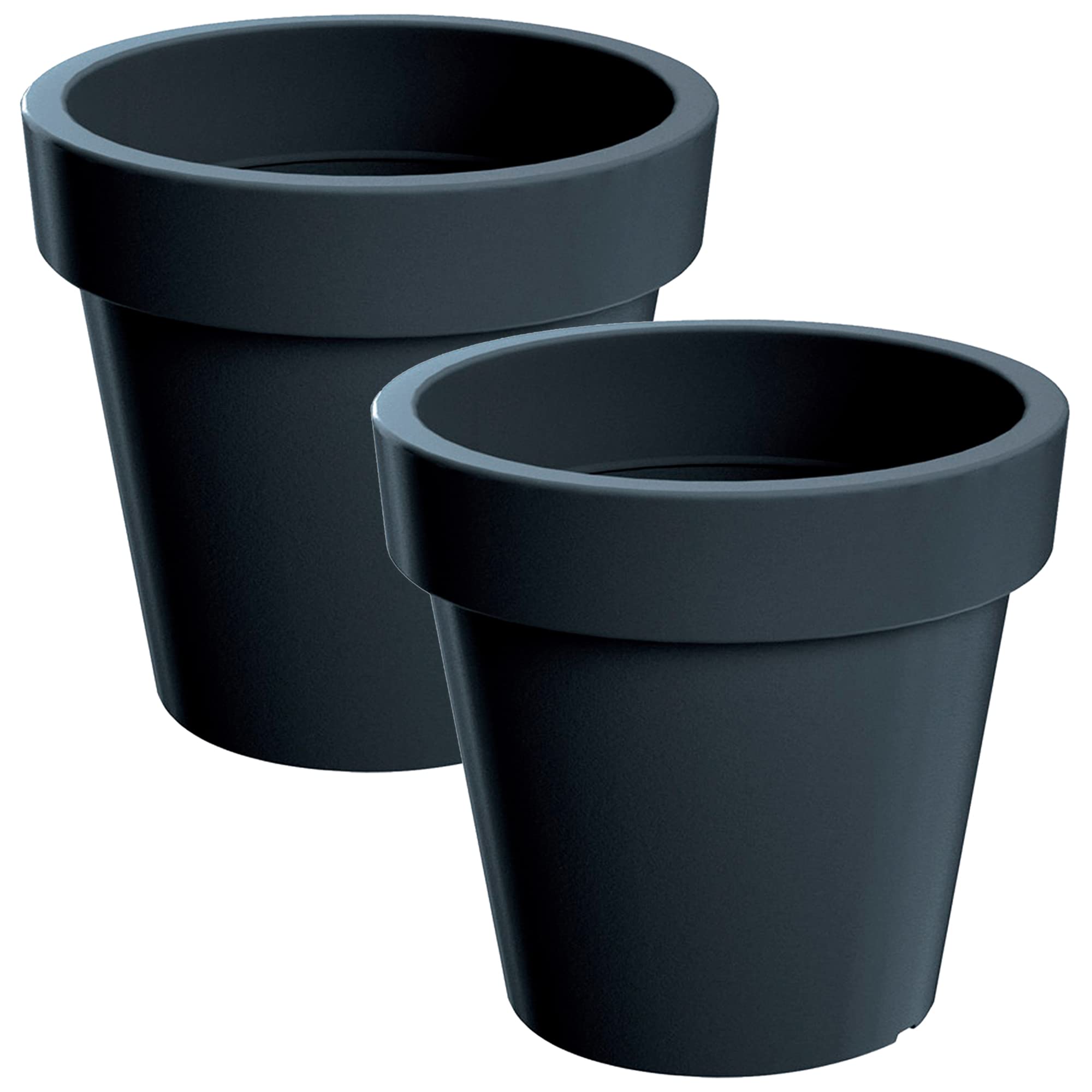 WELLHOME 2 x Lofly Plastic Planter in Anthracite Colour 24.5 (L) x 24.5 (W) x 22.5 (H) cm