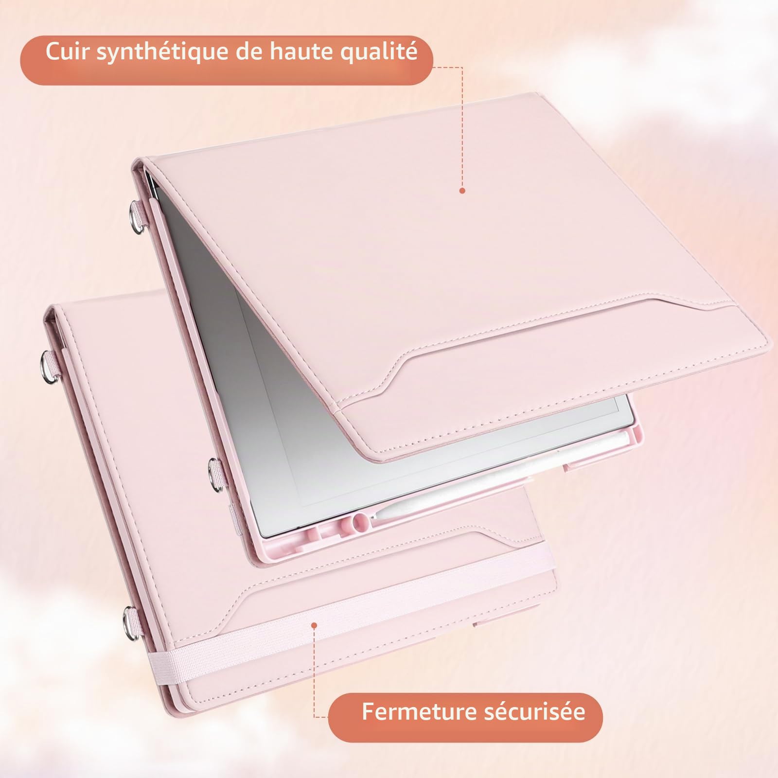 E NET-CASE Étui pour Remarkable Paper Pro 2024 11,8", Étui PU pour cartes et porte-stylo, fonction veille/réveil automatique, pour Remarkable Pro 11,8" (noir ou marron)