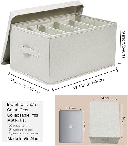 Miniatura 2 de ChicnChill Caja de almacenamiento plegable para armario con divisores ajustables, paquete de 3, organizador de almacenamiento de cajones fabricado