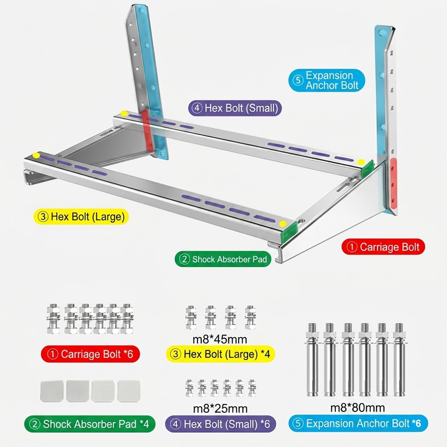 Soporte de Pared para Unidad Exterior de Aire Acondicionado Split | Acero Inoxidable, Carga 400 kg, Soporte Universal Ajustable, Estructura Triangular, Fácil Instalación