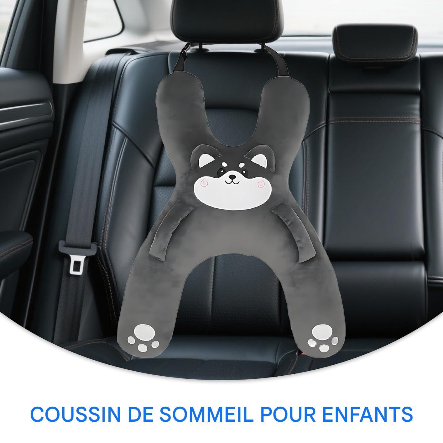 Oreiller De VoitureEnfant, Coussin Appui-tête Voyage Siège Auto, Respirant Confortable Coussin H Doux pour Trajet Voiture Garçon Fille