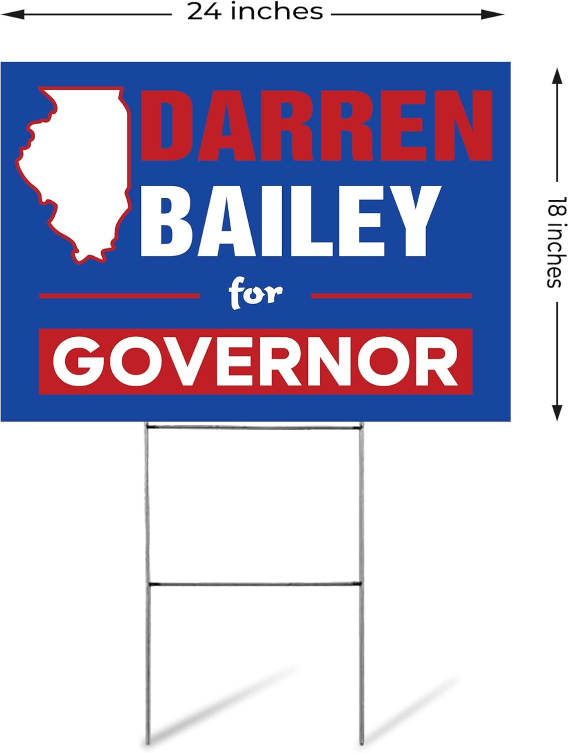 SignPro Darren Bailey For Governor Yard Sign | Darren Bailey Yard Sign | Illinois Governor 2026 | 24" x 18" Corrugated Plastic | Includes H Stake | Double Sided