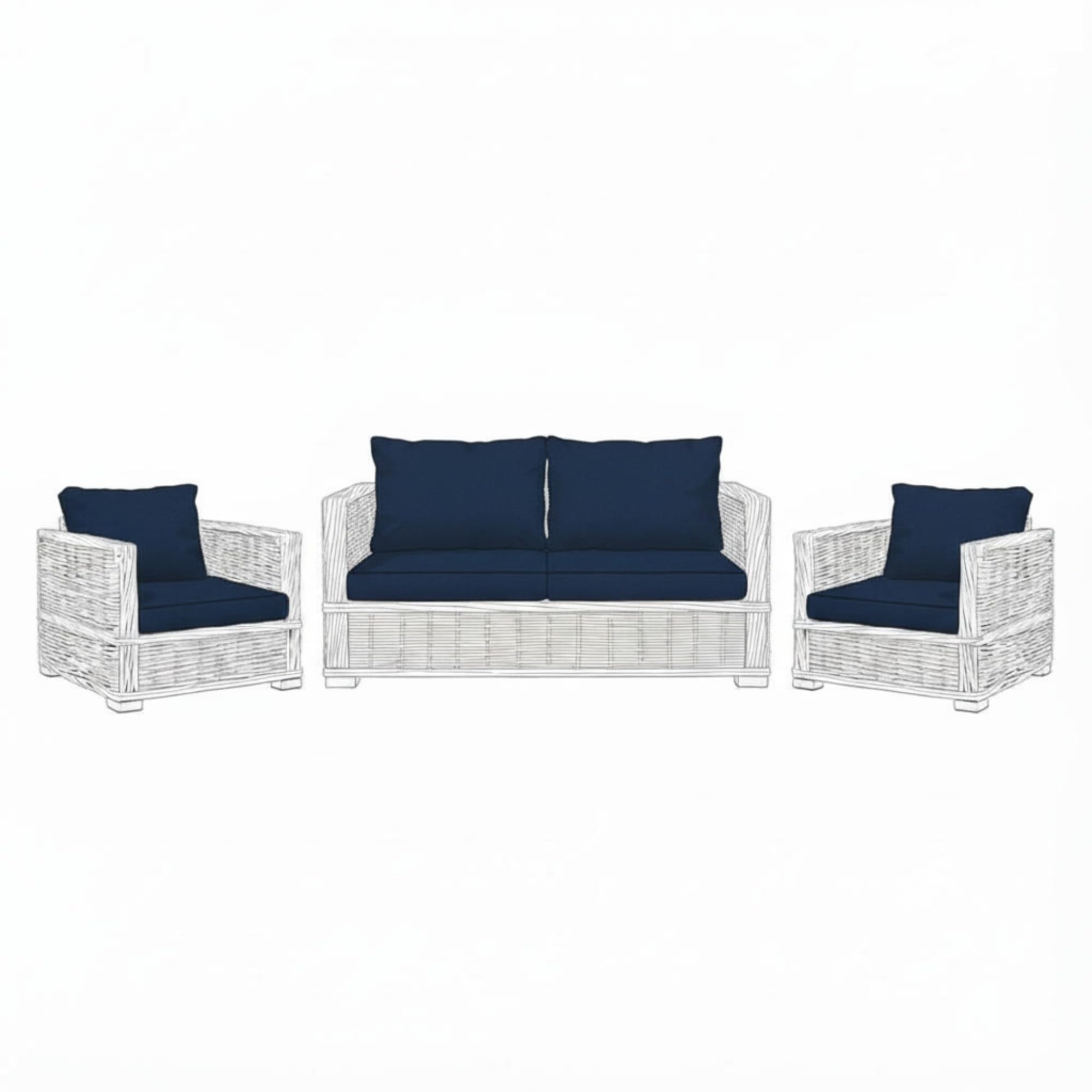 Kosiproducts Replacement Rattan Cushion Seat Cushions Garden Patio Furniture [Navy Blue, 4 Seats + 4 Cushions] - Furntiure Not Included