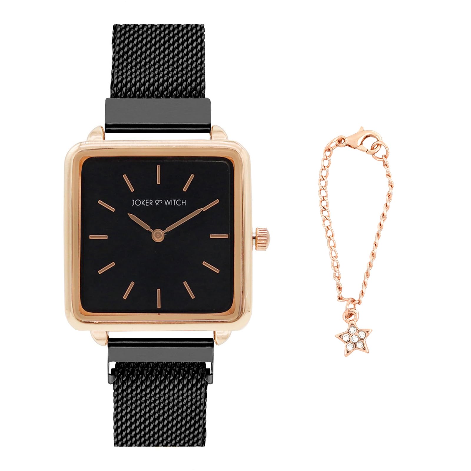 Joker & Witch Stainless Steel Women Midnight Star Analog Watch & Charm Set, Black Dial, Beige Band (B0C9PYTB8X) Amazon Price History, Amazon Price Tracker