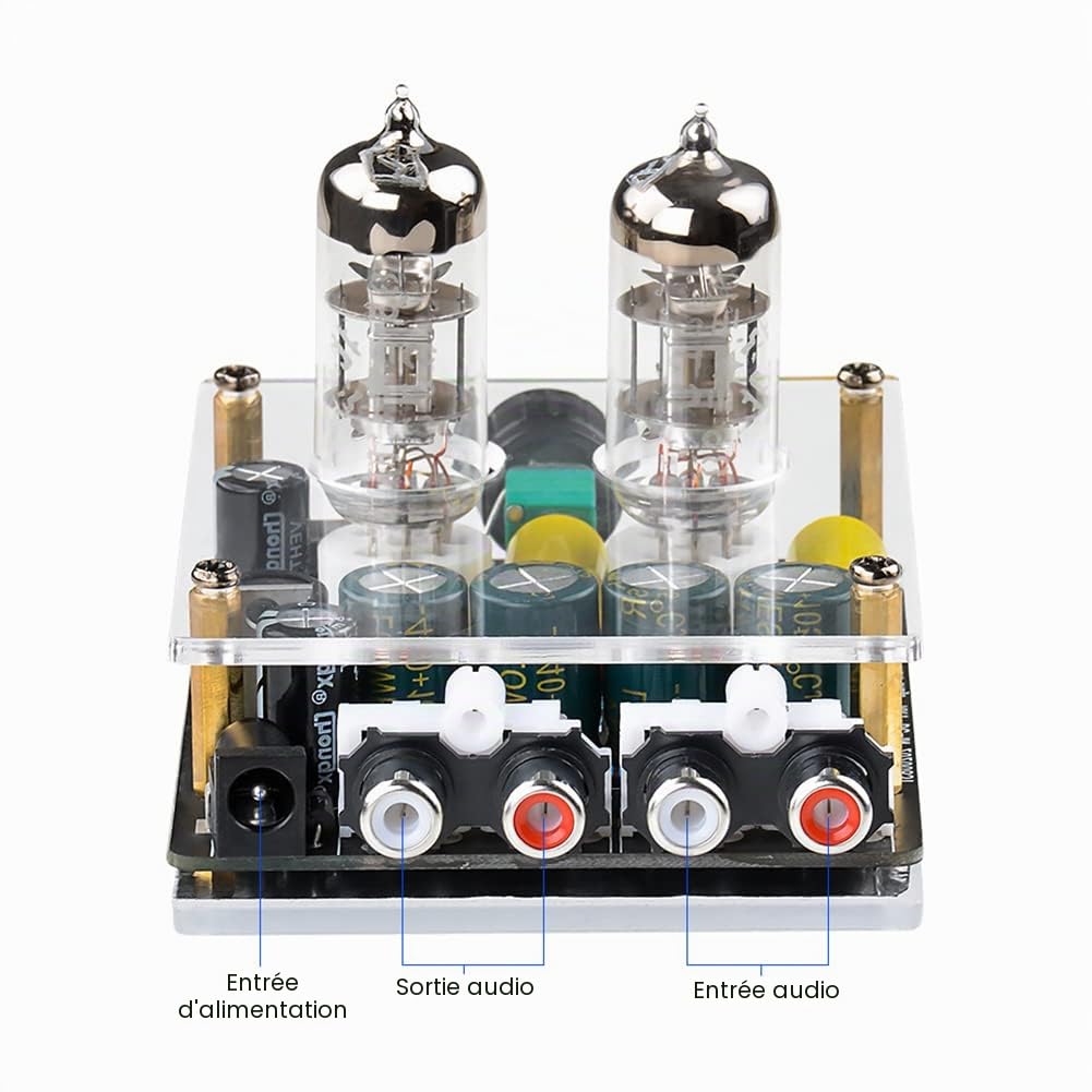 ZYWUOY Préampli à tubes, préamplificateur à tube 6K4/6A2 Hifi Préamplificateur Haut-parleur Audio Home Cinéma pour haut-parleurs passifs à domicile