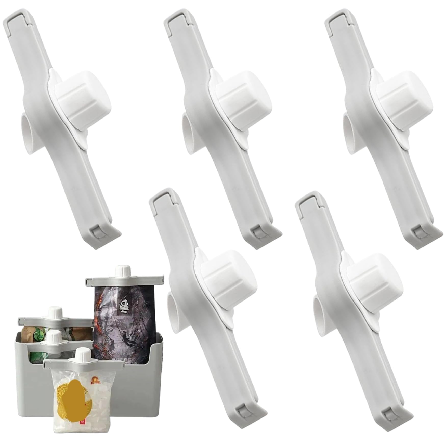 Sjfbebsy Bag Clips for Food, 5Pcs Leakproof Bag Sealing Clips with Pour Spouts, 5.4x2.1inch Plastic Chips, Reusable Food for Kitchen - Chip