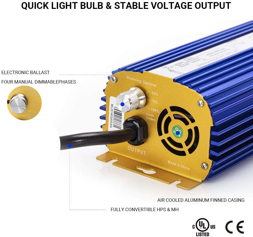 400 Watts Digital Dimmable Electronic Ballast for HPS MH Grow Light Bulb Lamp (400W, Blue)