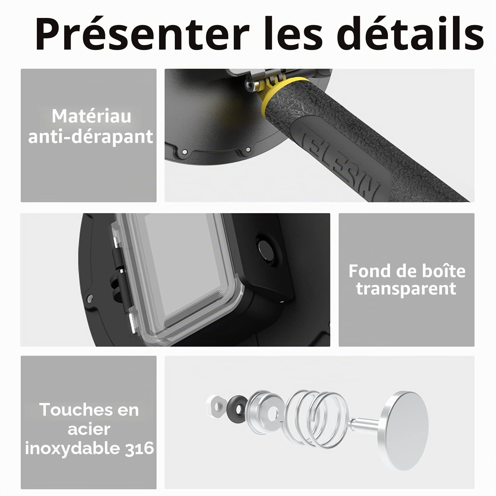 TELESIN Port dôme pour GoPro Hero 11 10 9 Black Boîtier étanche pour objectif de caméra de plongée avec déclencheur à pistolet, poignée flottante Accessoires de caméra d'action GoPro 11 10 9