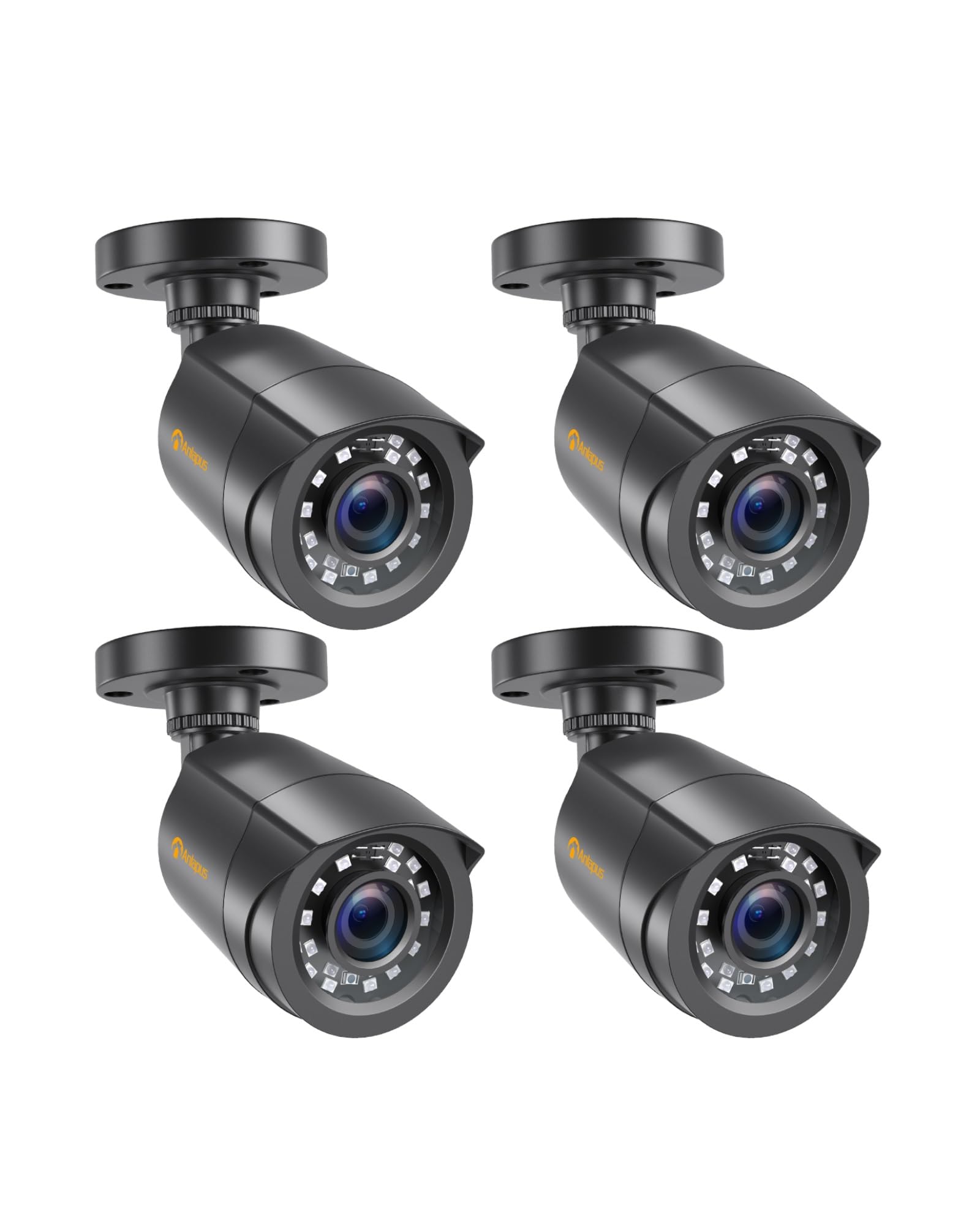 Anlapus 4x FHD 1080P Außen Video Überwachungskamera Set mit BNC Kabel und Netzteil, TVI 1080P Videoausgang, 20M Nachtsicht, Zusatzkamera für CCTV DVR System | mit BNC Kabel und Netzteil, IP66 Wasserdicht, 24M IR Nachtsicht